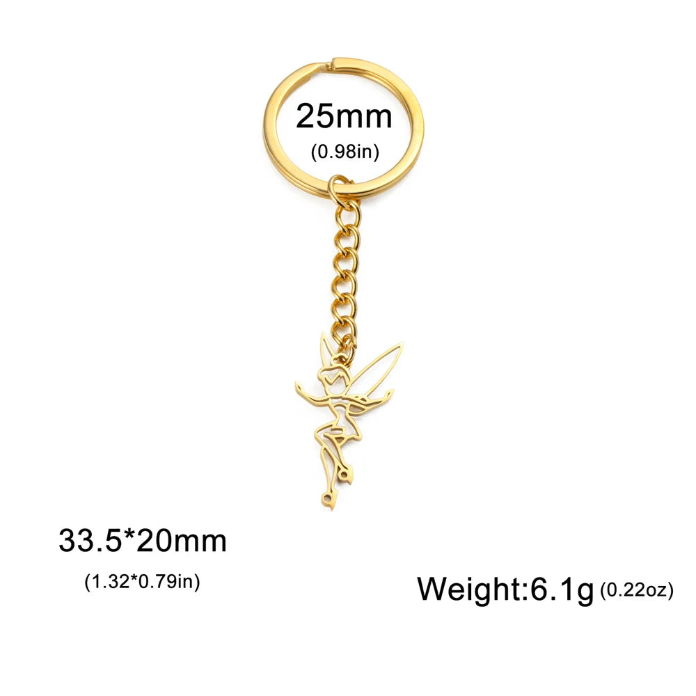 My Shape Fairy Keychain Creative Fantasy Elf Key Ring for Women  Stainless Steel Bag Car Keychain Fashion Jewelry Wholesale