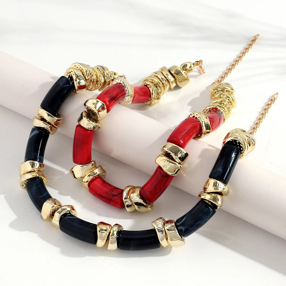 Statement Acrylic Geometric Beads Golden Irregular Spacer Choker Necklaces Elegant Colorful Chunky Necklace Fashion Jewelry