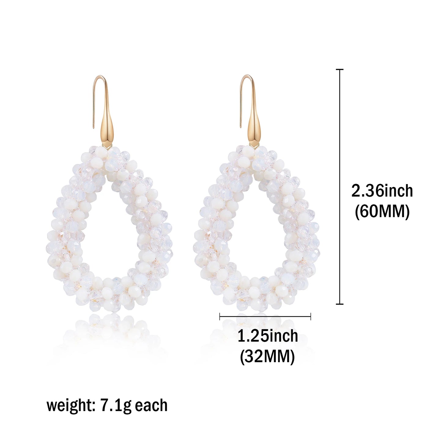 Badu Mixed Color Beaded Dangle Earrings for Women Boho Handmade Crystal Faceted Beads Teardrop Earrings Fashion Jewelry Gifts