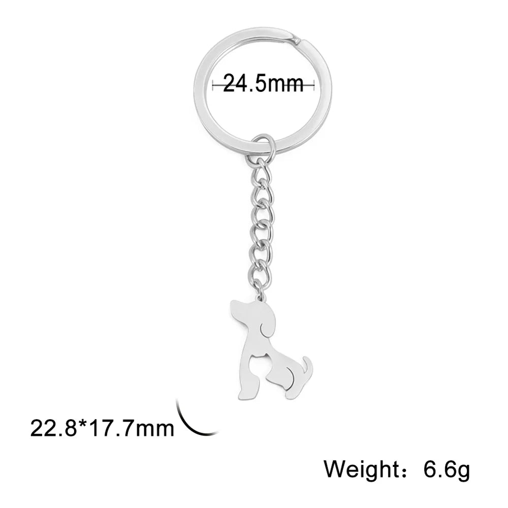 Cute Dog Samoye Keychain for Women Men Stainless Steel Dachshund Puppy Animal Lovers Key Ring for Car Backpack  Jewelry Gifts