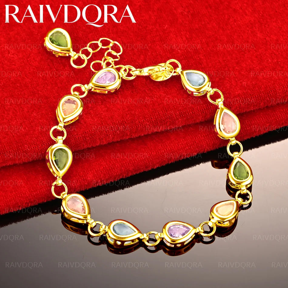 18K Gold Plated Color Zircons Bracelet For Women Men Fashion Jewelry Charm Grace Noble Wedding Accessories