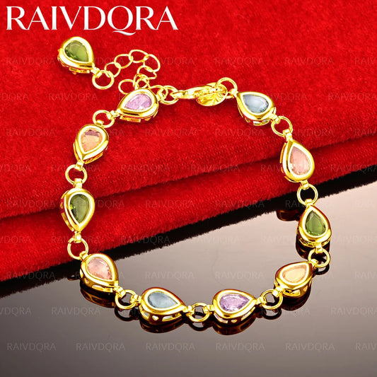 18K Gold Plated Color Zircons Bracelet For Women Men Fashion Jewelry Charm Grace Noble Wedding Accessories