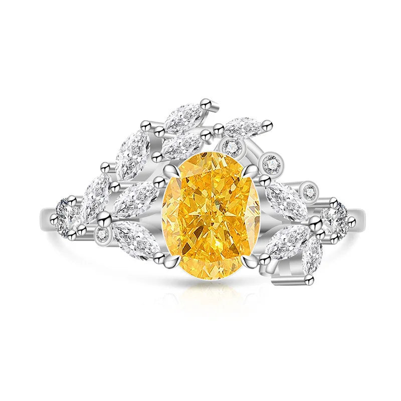 925 Sterling Silver Ice Flower Cut Jadeite Ring with Zircon Inlay - Super Sparkling Ring for Women