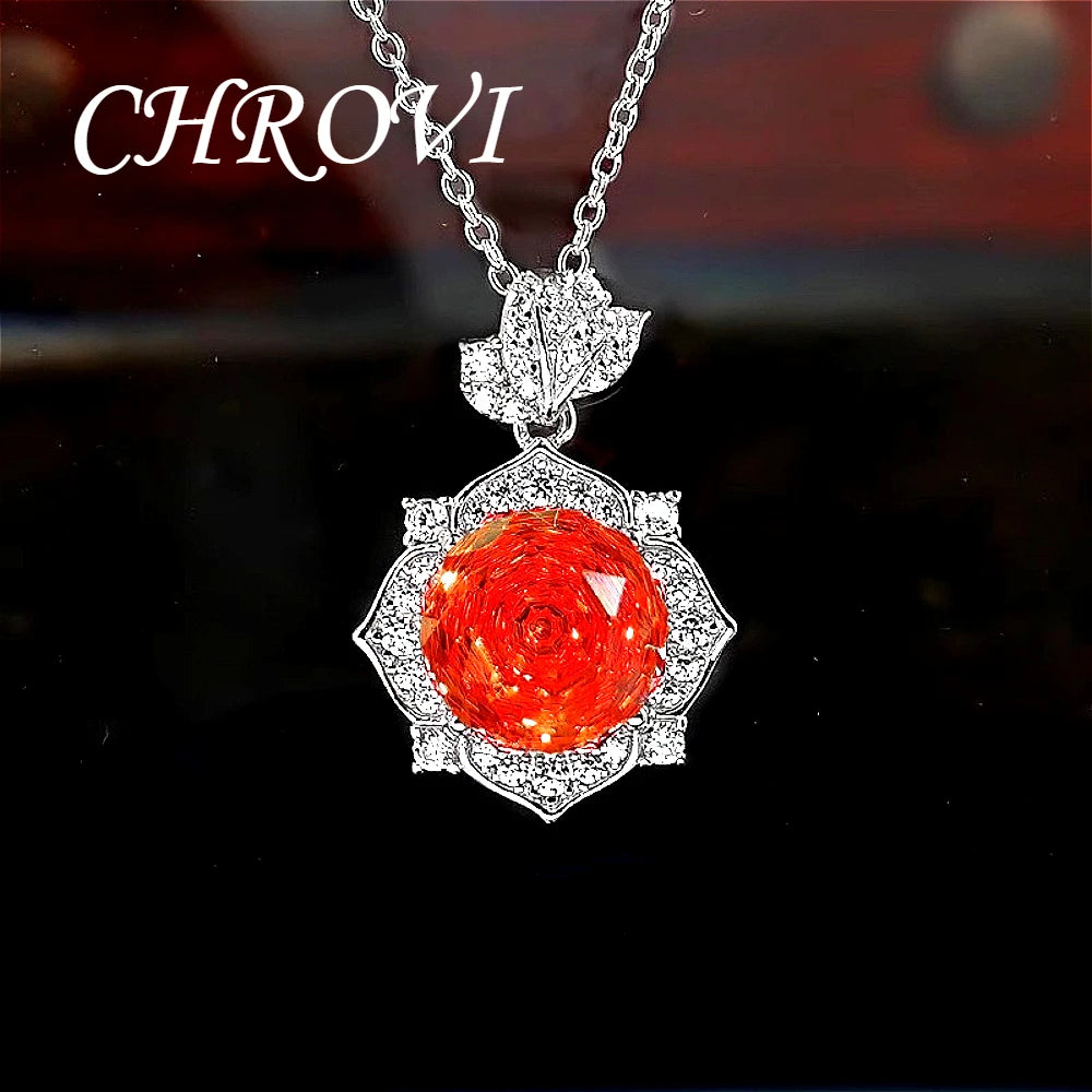 Luxury-Style 925 Sterling Silver Rose Diamond Flower Necklace Pendant Earring Ring Women's Set