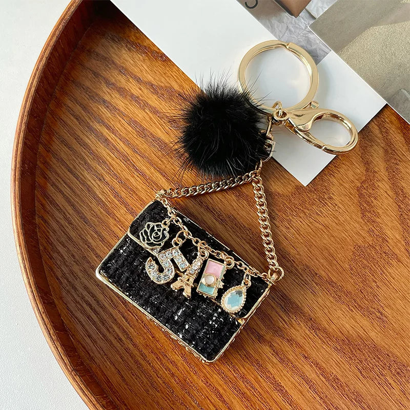 Metal Luxury Bag Keychain Leather Bag Shape Woman's High -end Charm Decoration Supports A Seal Leopard Leather Bag