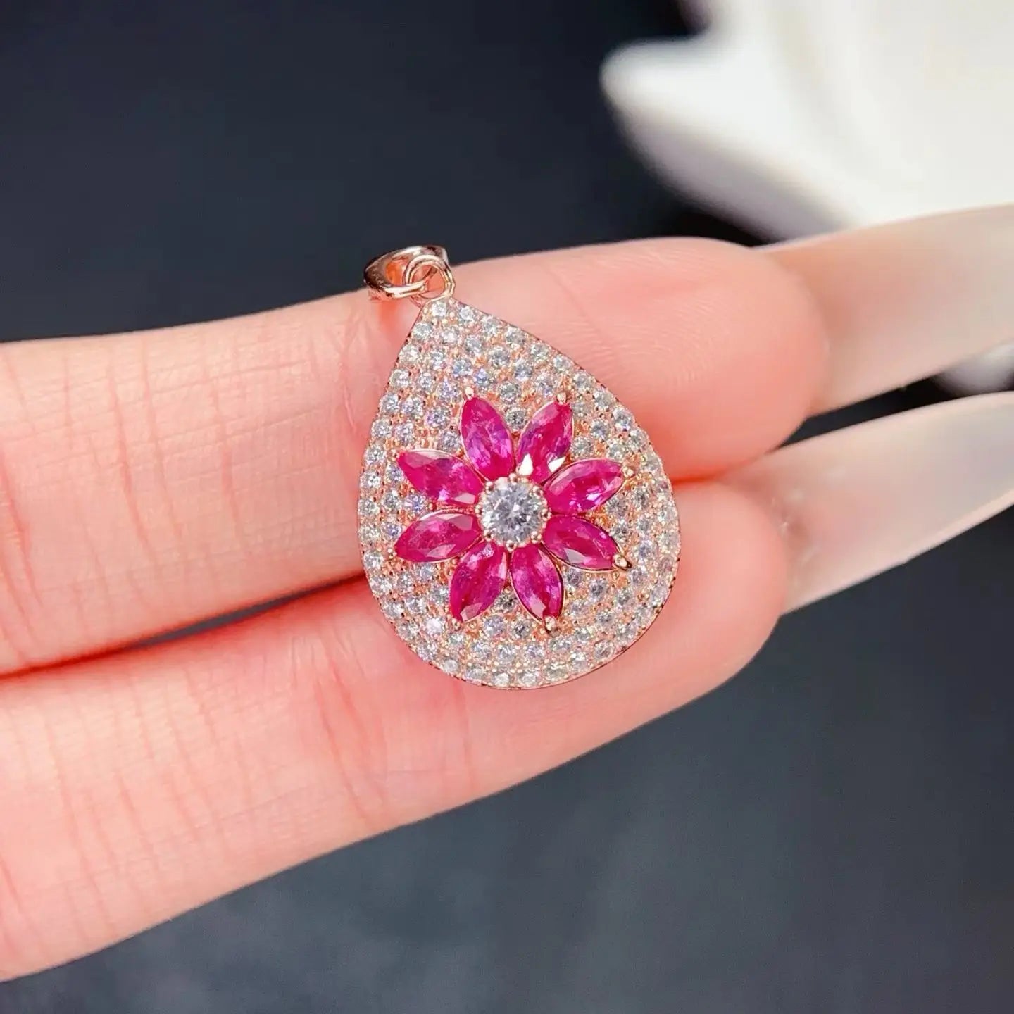 Natural Ruby 925 Silver Pendant with Individual Certificate 2.5x5mm Genuine Ruby from Myanma Luxury Fine Jewelry
