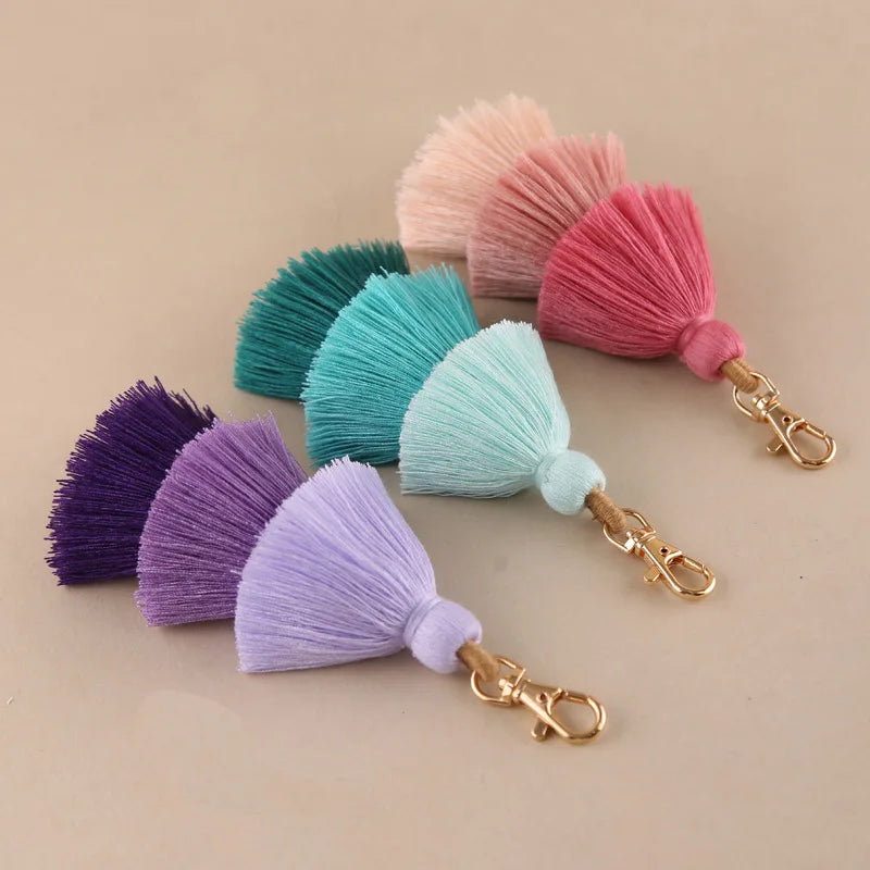 Boho Colorful Three-layer Tassels Pendant Keychains Ethnic Style Handmade Tassel Drop Jewelry Gifts Bag Accessory