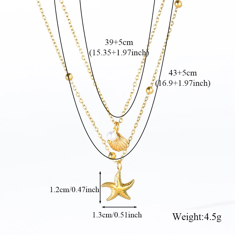 EILIECK Women's Retro Star Moon Pendant Necklace 18K Gold PVD Plated Stainless Steel Waterproof Layered Neck Chain Daily Jewelry