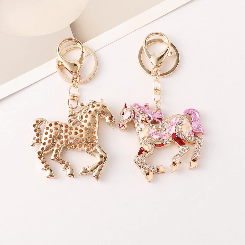 2026 New Enamel Craft Horse Key Chain Bag Pendant Crystal Pony Key Ring Year of the Horse Key Chain Mascot Chinatown Souvenirs