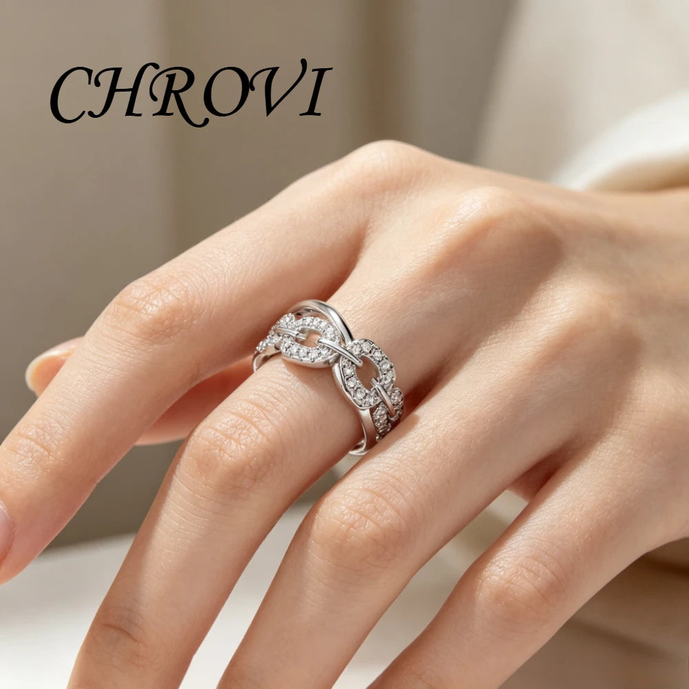 Luxury-Style 925 Sterling Silver Ring Set with Diamonds - Fashionable, Trendy, Personalized Finger Ring for Women