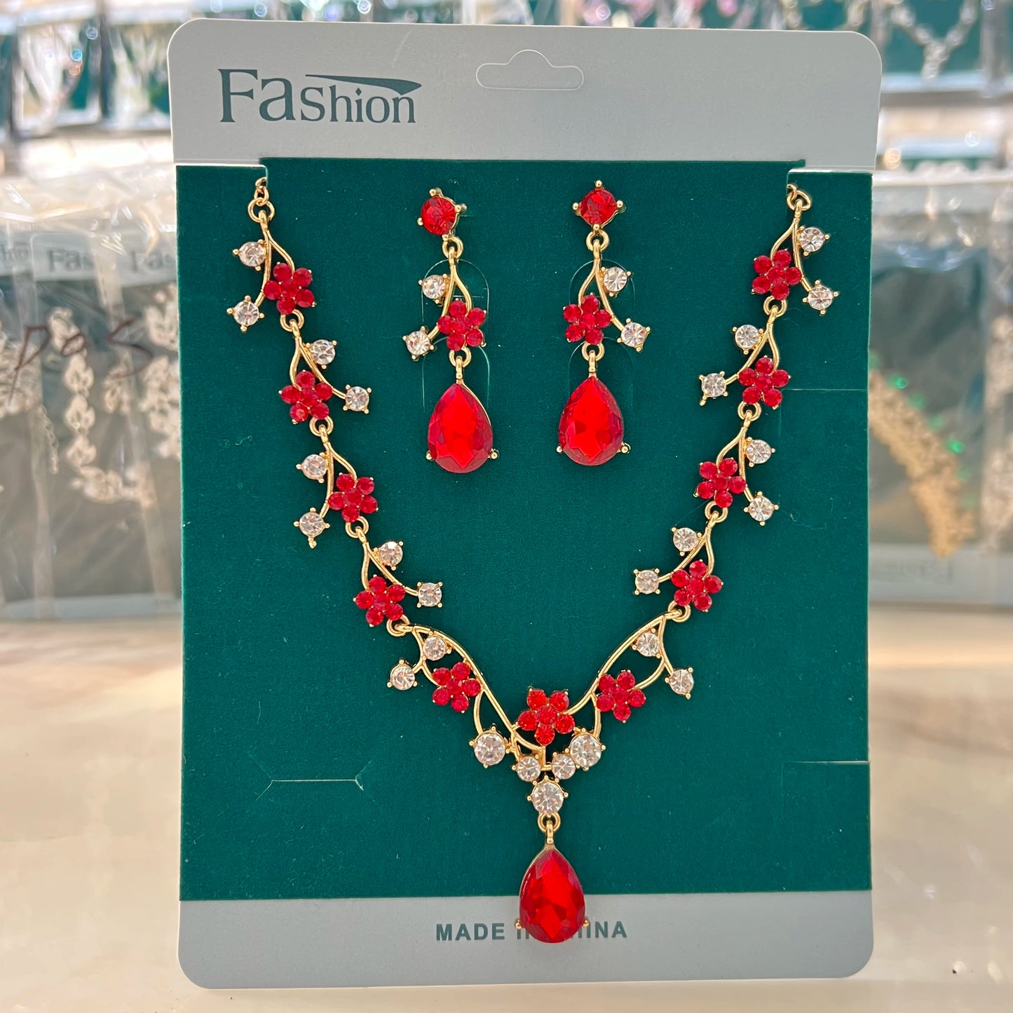 Light Luxury Diamond Inlaid Zircon Necklace Earrings Angel Tears Jewelry Two-Piece Set Wedding Accessories