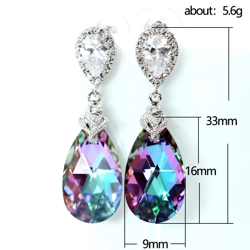 1 Pair Luxury Women's Hanging Earrings Sparkling Synthetic Gemstone Inlaid Fashionable Design for Banquets and Weddings Gifts