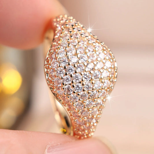 Small Geometric Charm Cute Female White Zircon Stone Trendy Ring Vintage Gold Color Wedding Jewelry For Women