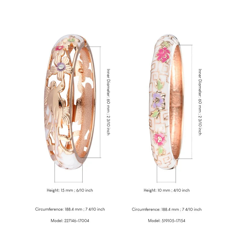 Hollow Bangles For Women Bracelets On Hand Bird Cloisonne Enamel Jewelry Women's Hand Bracelet Female Bangle Gifts For Wife Girl