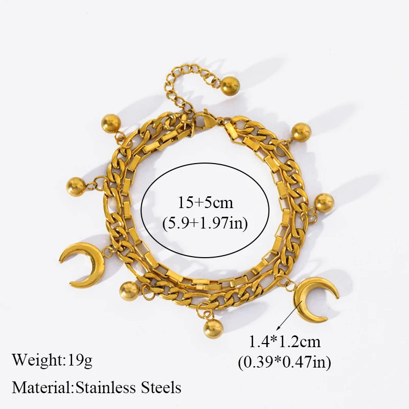 EILIECK 316L Stainless Steel Metal Gold Color Charm Bracelet Wrist Chain Trendy Texture Jewelry for Women Bijoux Femme Gift