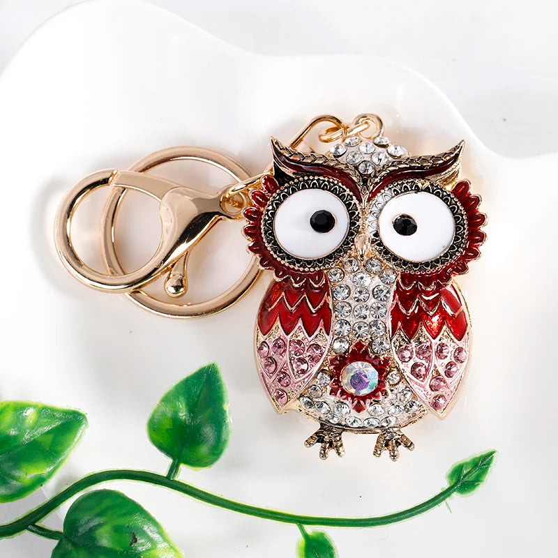 EASYA New Design Crystal Owl Keychain Full Rhinestone Key Ring Key Holders For Women Bag Accessories Cute Animal Car Key Chain