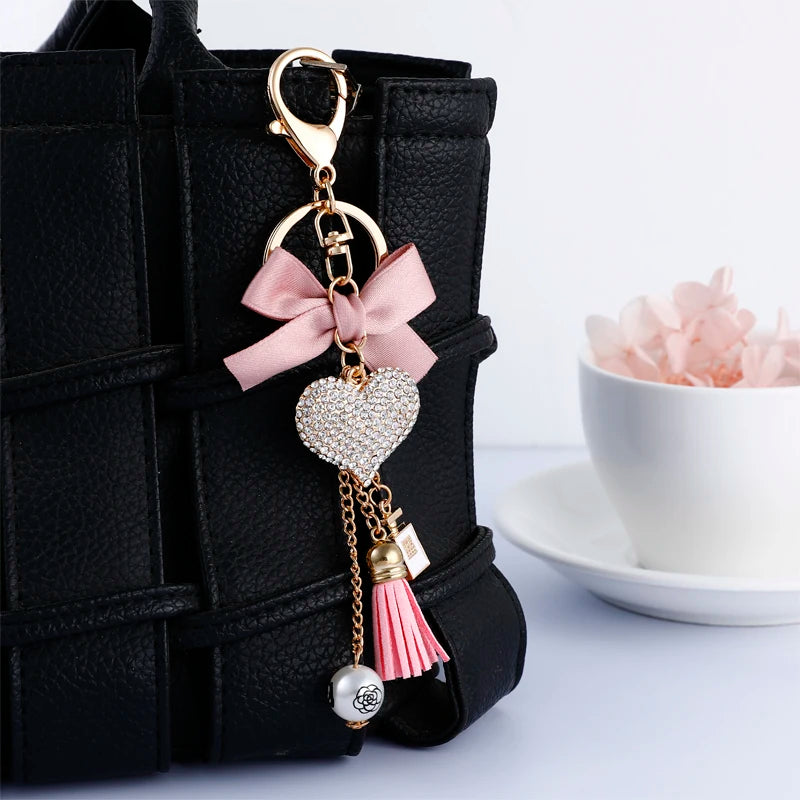 Easya New Pink Bow Love Keychain Backpack Luxury  Jewelry Gift