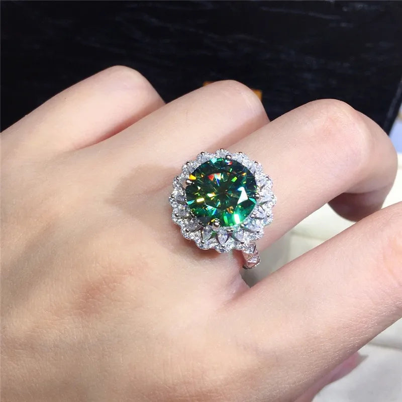 Huitan Big Round Green Cubic Zirconia Finger Ring for Women Brilliant Accessories Vintage Ring Retro Party Luxury Jewelry 2022