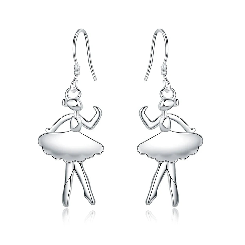 New 925 Sterling Silver Earrings for Women Jewelry Dancing girl Christmas Gifts wedding party
