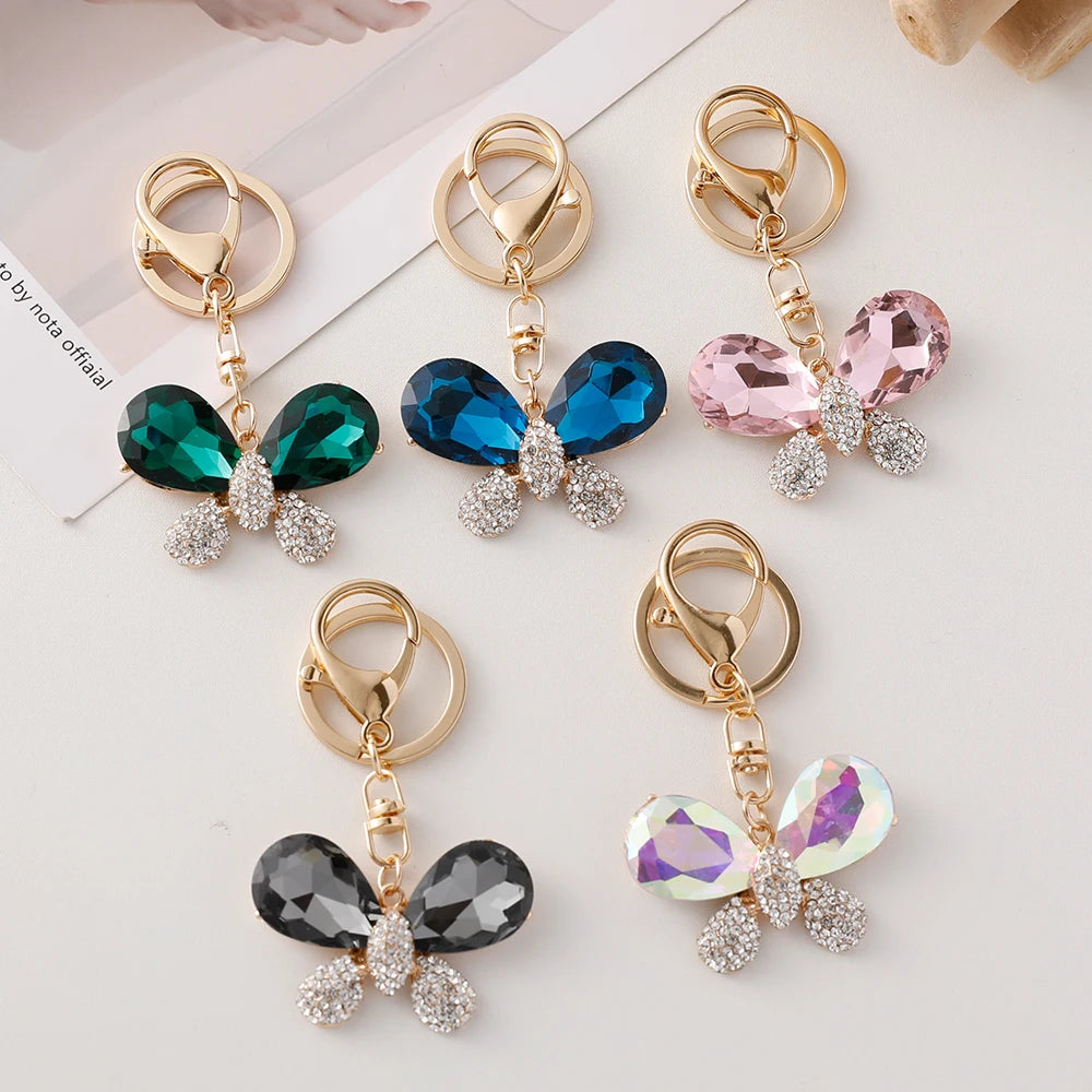 EASYA 2024 New Butterfly Keychain Collection Rhinestone Crystal Inlaid Car Pendant Handicrafts