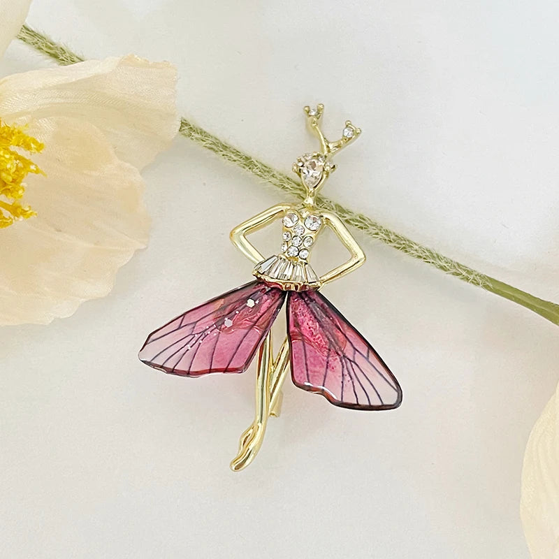 New Crystal Ballerina Pearl Girl Brooch Pin Angel Dancer Dancing Pins Brooches Jewelry for Valentine's Day Gifts
