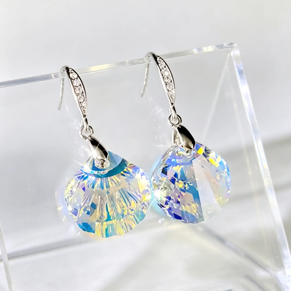 Small Shell Elegant Charm Female Rainbow Zircon Stone Silver Color Dangle Earrings 2026 Fashion Wedding Jewelry For Women