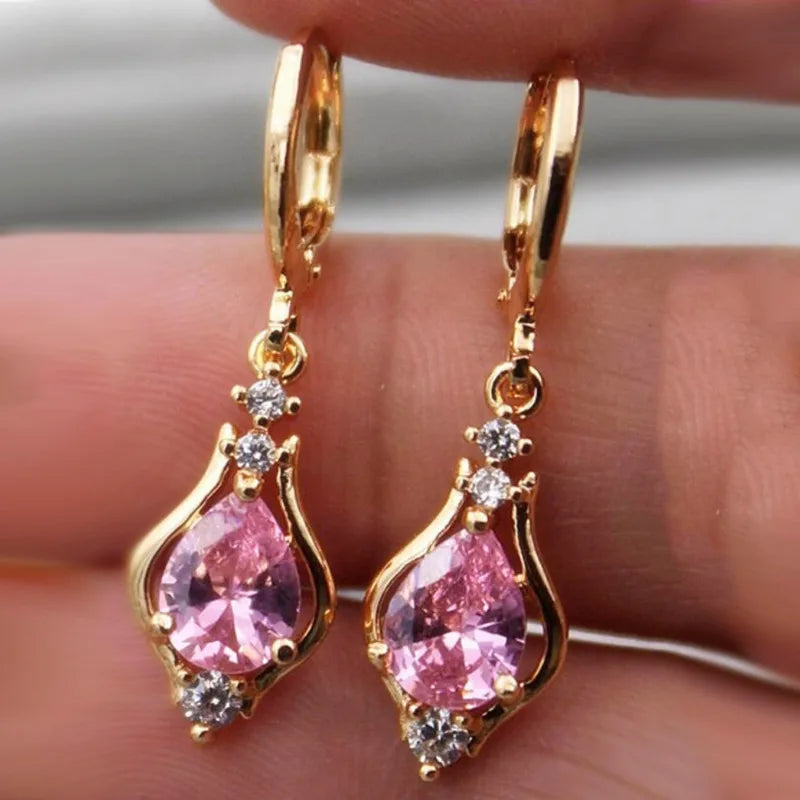 Light Luxury Temperament Accessories Earrings Multi-color Drop-shaped Zircon Earrings for Female Women Party Elegant Jewelry