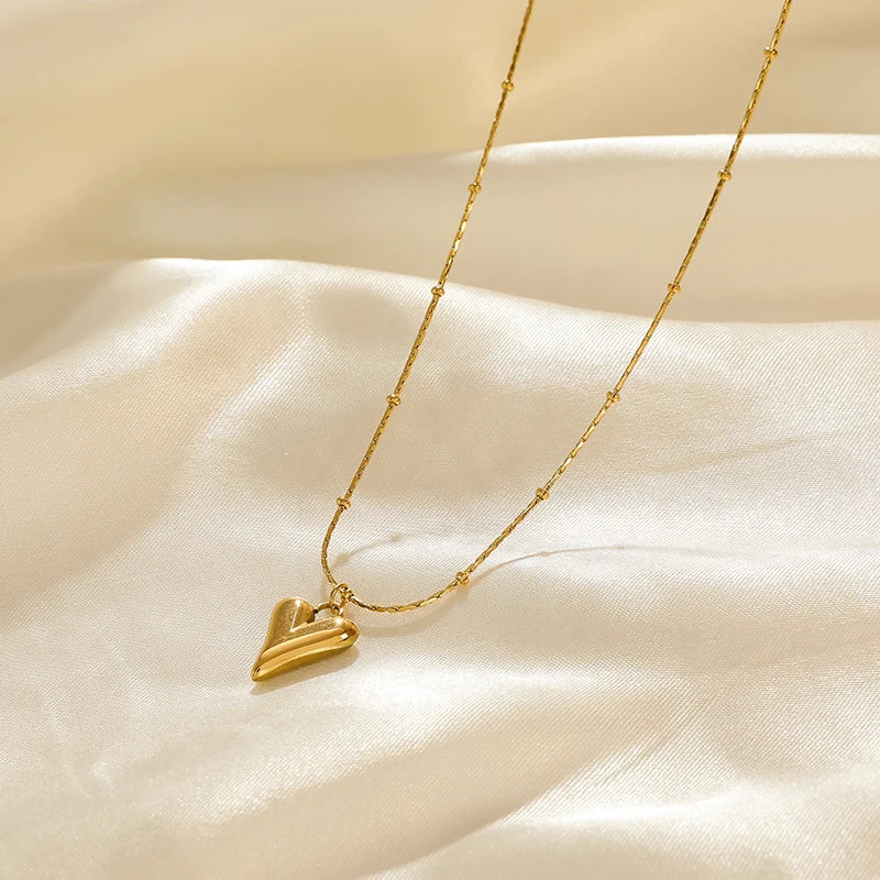 EILIECK 316L Stainless Steel Gold Color Heart Love Necklace Earrings Trendy For Women New Party Gift Waterproof Jewelry Set