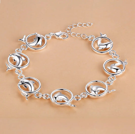 925 Sterling Silver Bracelet Dolphin High Quality Romance Chain For Women Fashion Engagement Party Wedding Jewelry Gift