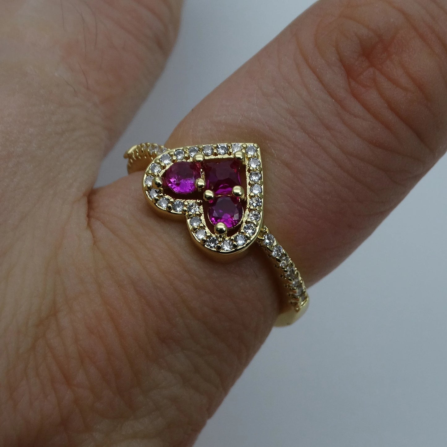 Opening Adjustable Heart Shaped Love Ring Copper Gold Plated Inlay Color plant Flower for women Party Jewelry