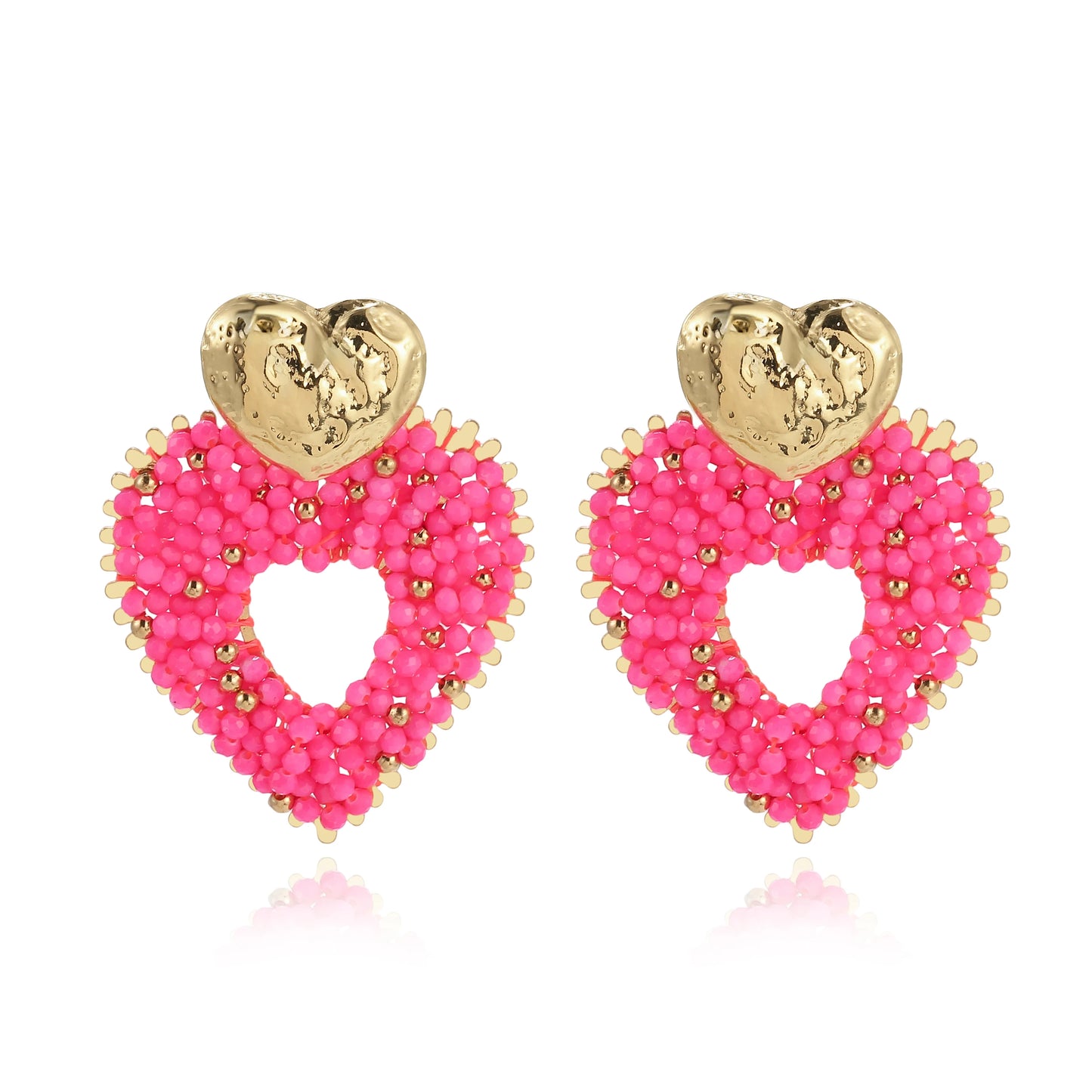 Badu Big Heart Shape Drop Earrings Handmade Crystal Beads Earrings for Women Boho Fashion Jewelry Gifts