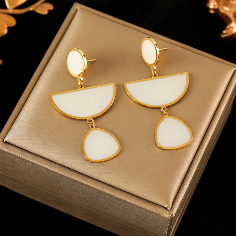 EILIECK 316L Stainless Steel Exaggerated Four-Leaf Flower Earrings For Women Girl Fashion Ear Jewelry Holiday Gift Bijoux Серьги