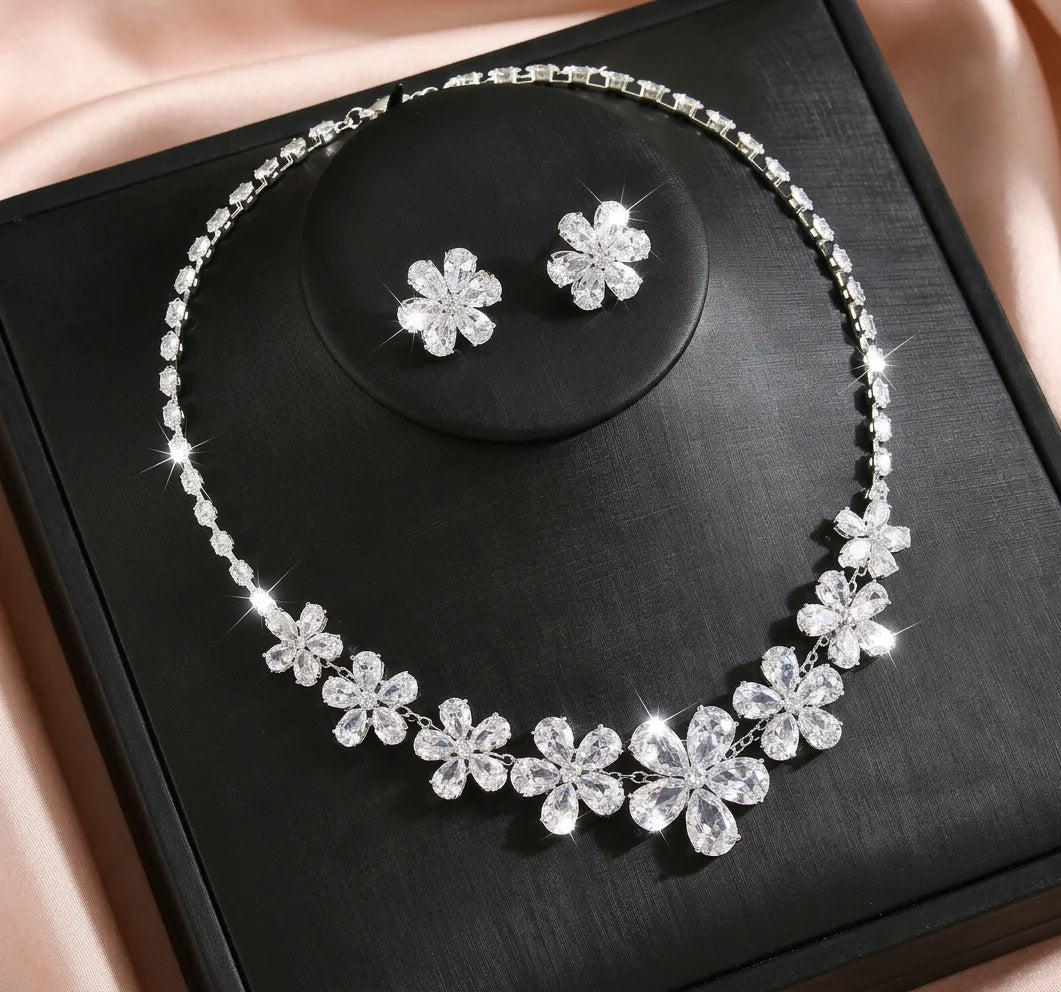 Forest Style Solid Color Fresh Floral Necklace Earrings Jewelry Outdoor Wedding Photos Atmosphere Commuting Dating Gentle Versat