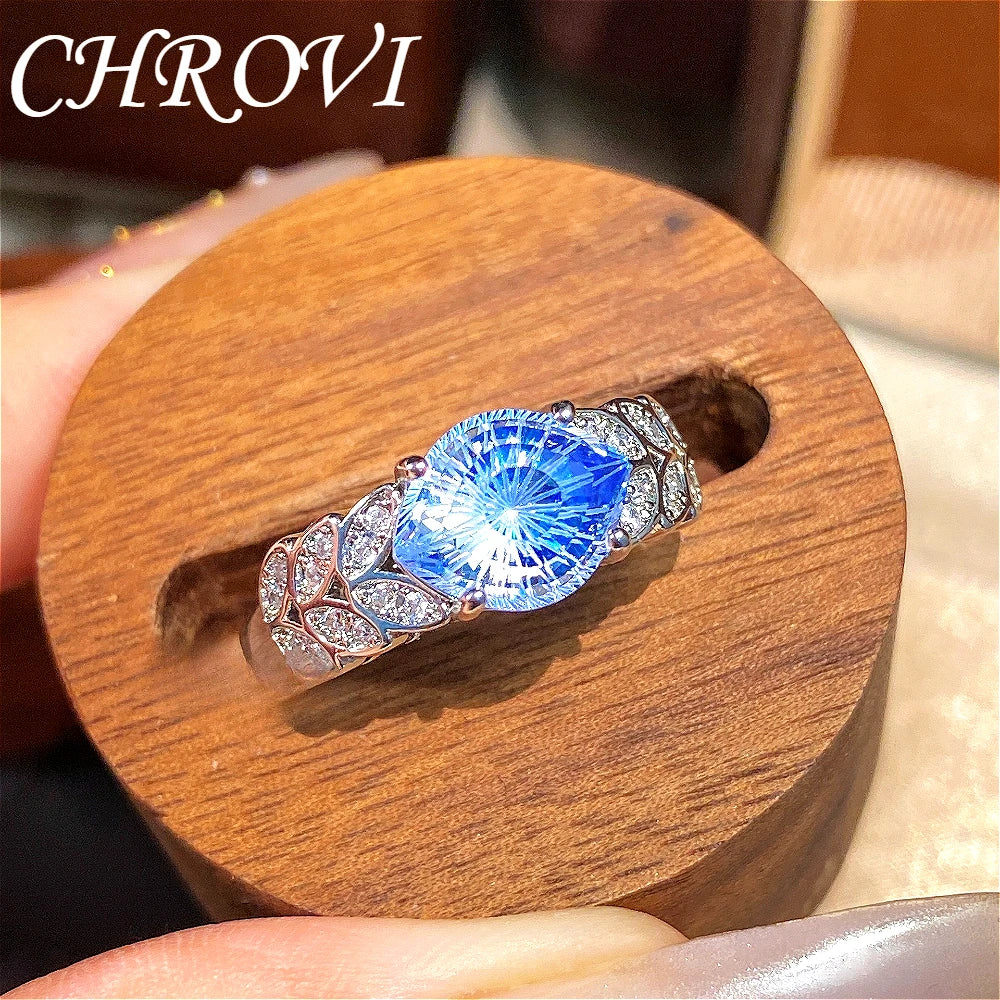 Luxury 925 Sterling Silver New Model Flashing Devil's Eye Ring High-End Fashion Micro-set Wheat-shaped Precious Gemstone Ring