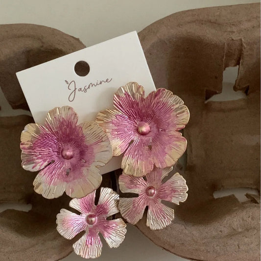 Enamel Flower Earrings New Fashion Vacation Style Exaggerated Exquisite Flower Tassel Earrings Wedding Party Jewelry Accessories