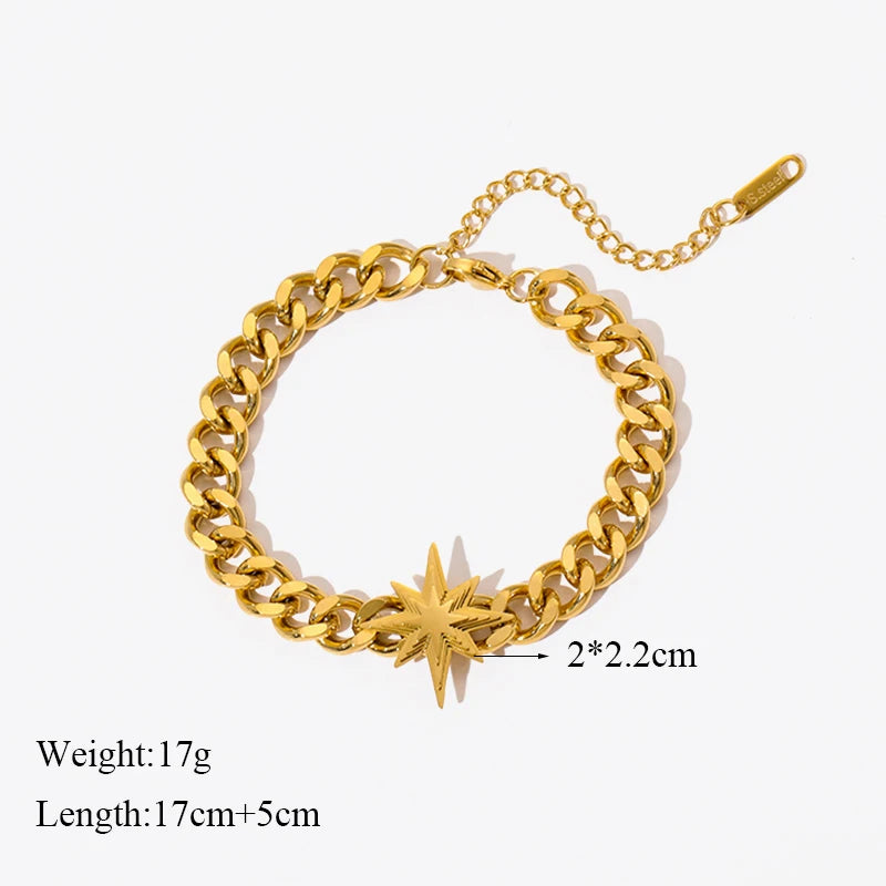 EILIECK 316L Stainless Steel Geometry Circle Charms Bracelet For Women Men Fashion Non-fading Bangles Wrist Jewelry Gift Bijoux