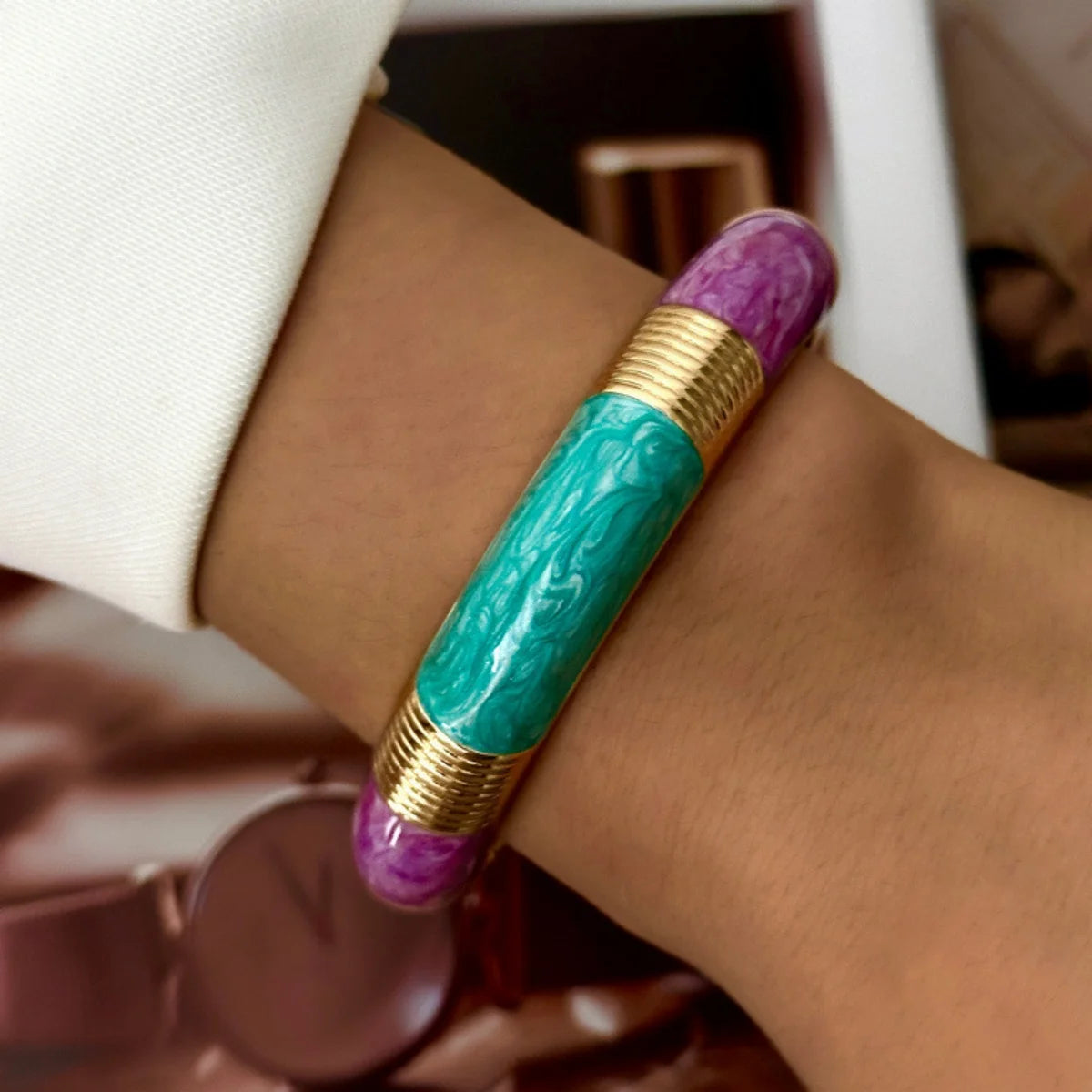 KMVEXO 10 Style Bohemian Colorful Enamel Open Cuff Bracelet For Women Irregular Geometric Metal Bangles Party Jewelry Gift