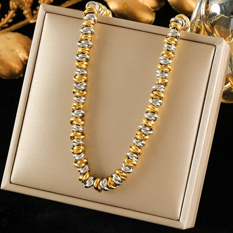 EILIECK 316L Stainless Steel Metal 8mm Chunky Chain Necklace For Women Trendy 18K Gold Plated Neck Chain Waterproof Jewelry Gift