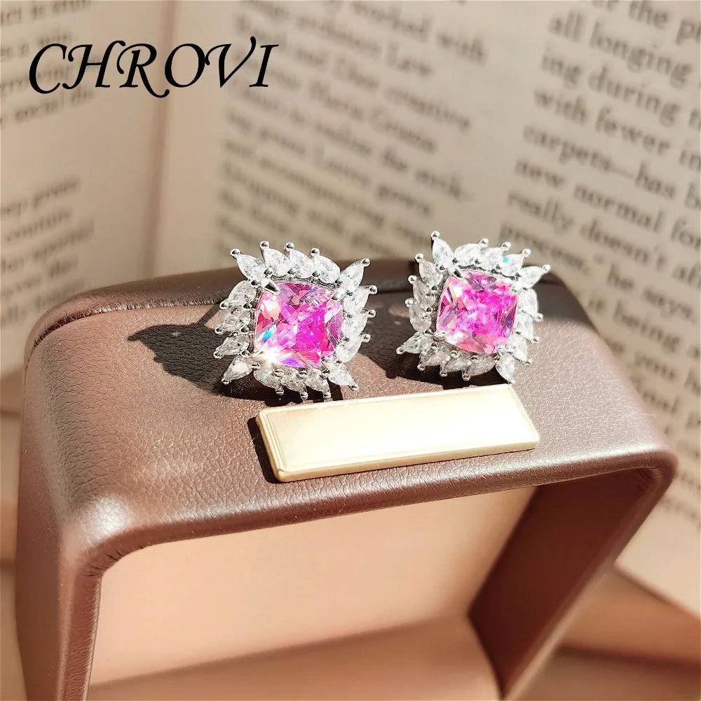 Light Luxury 925 Sterling Silver Set, Diamond Ring for Women, Elegant Pendant Necklace, Gemstone Stud Earrings