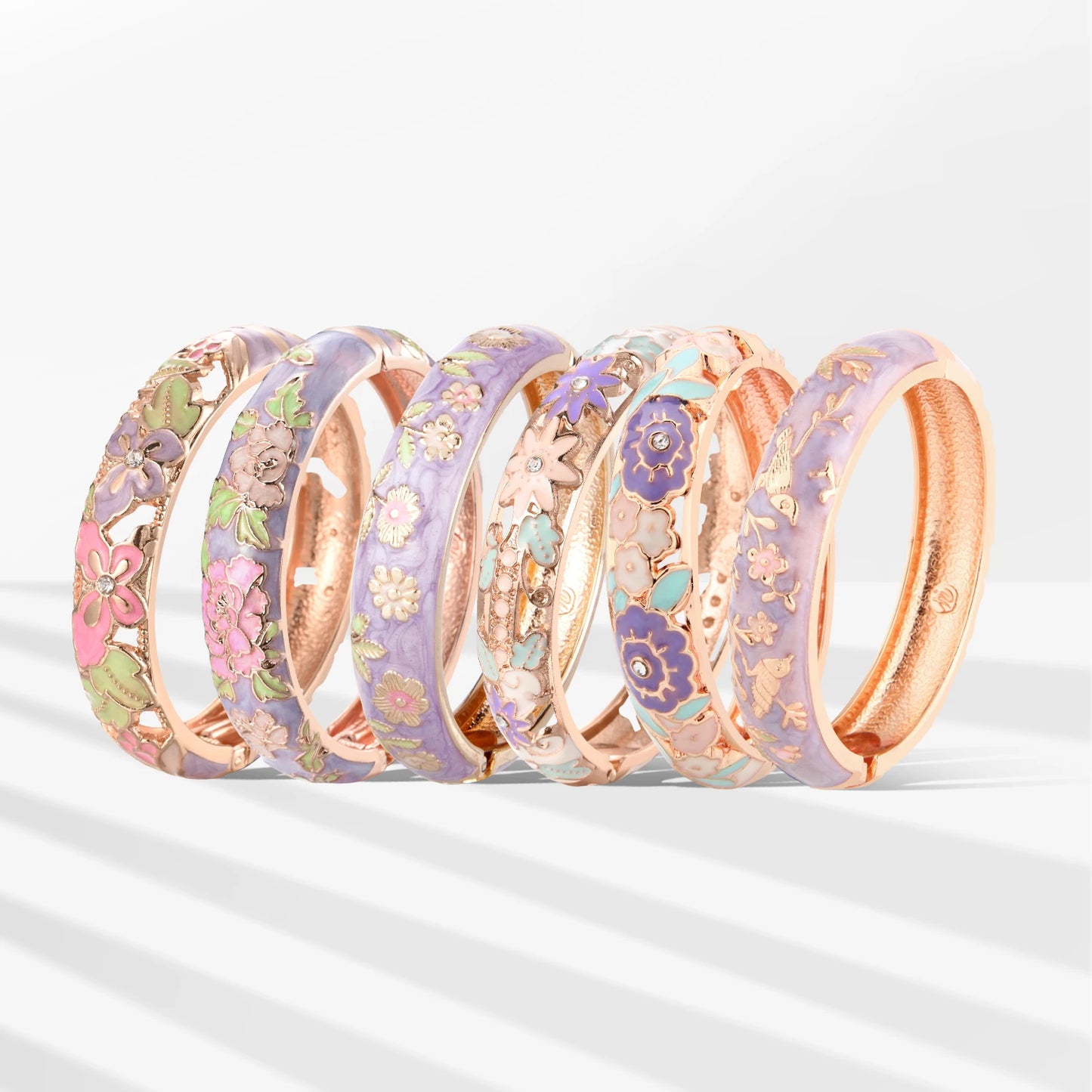 1/6 PCS Purple Enamel Bangle On Hand Cloisonne Bracelet For Women India Women's Hand Bracelets African Jewelry Hawaiian Bohemian