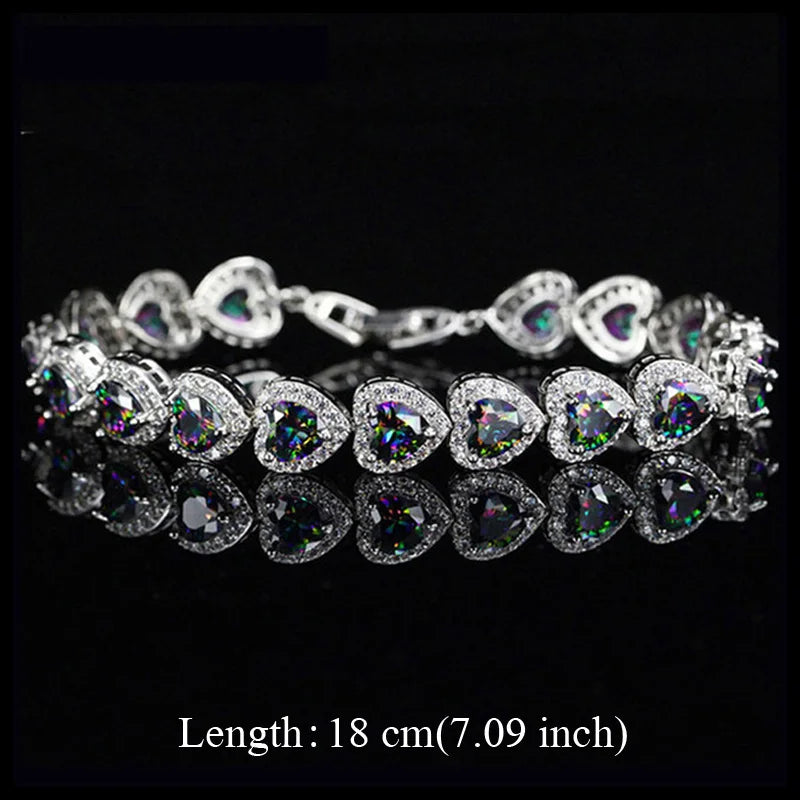 Pera Fashion Women Evening Party Jewelry Natural Light Blue Oval Rainbow Mystic Crystal Stones Bracelets for Birthday Gift B087