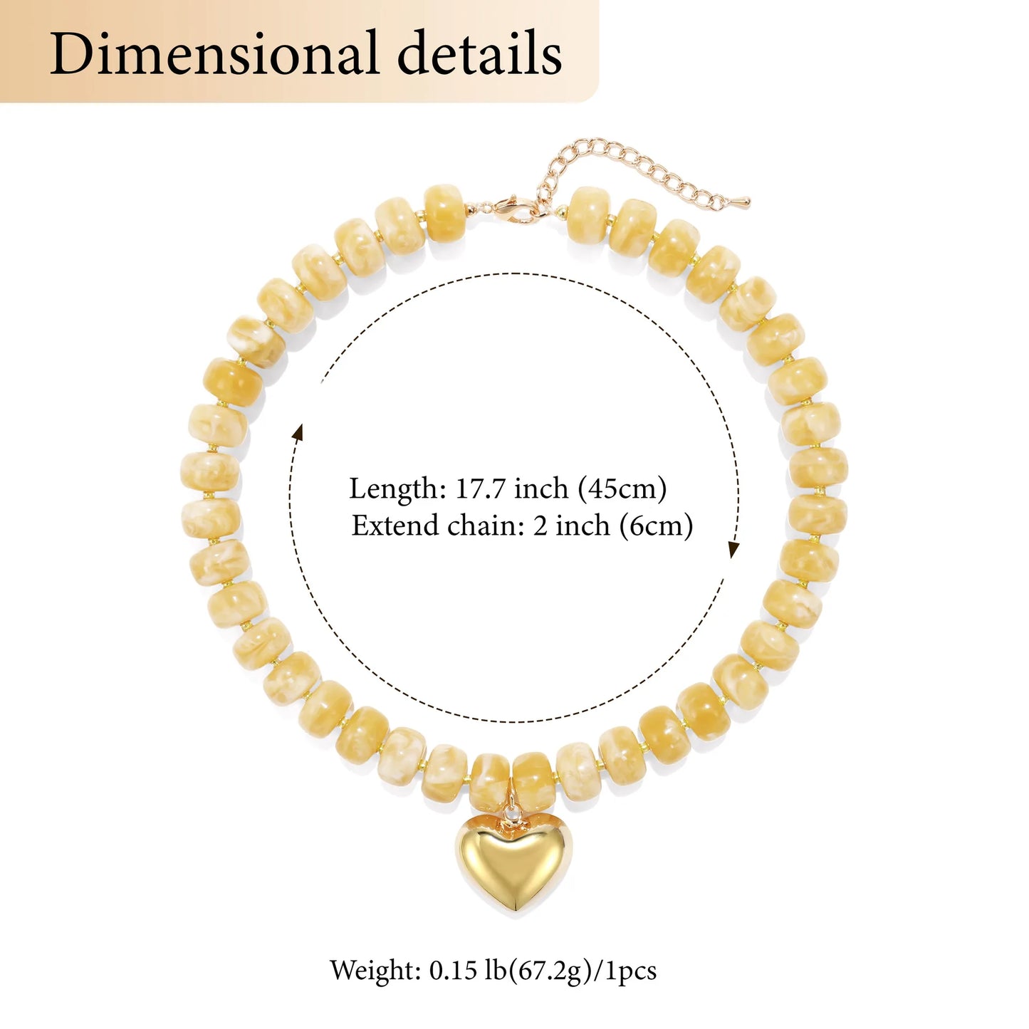 Fashion Colorful Acrylic Geometric Round Beads Heart Pendant Necklace Boho Love Heart Beaded Choker Necklaces Women Jewelry Gift
