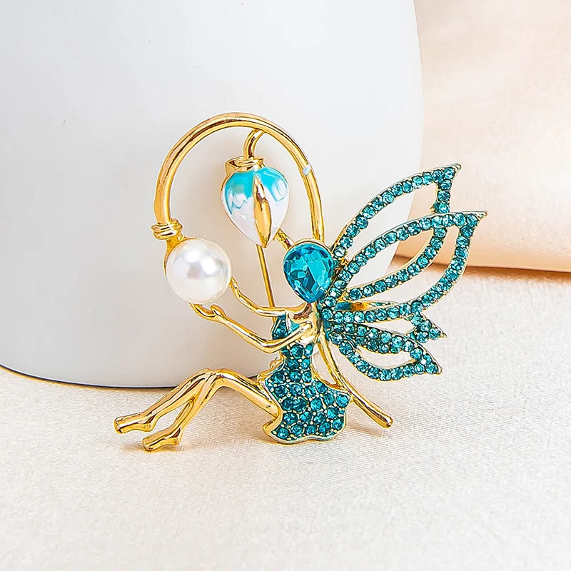 New Crystal Ballerina Pearl Girl Brooch Pin Angel Dancer Dancing Pins Brooches Jewelry for Valentine's Day Gifts