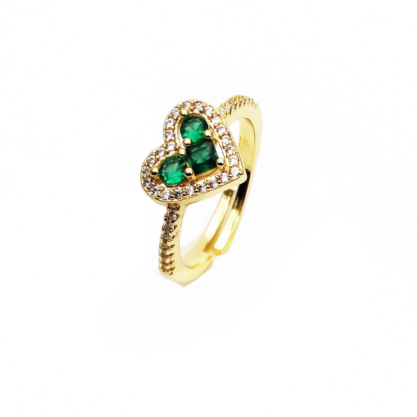Opening Adjustable Heart Shaped Love Ring Copper Gold Plated Inlay Color plant Flower for women Party Jewelry