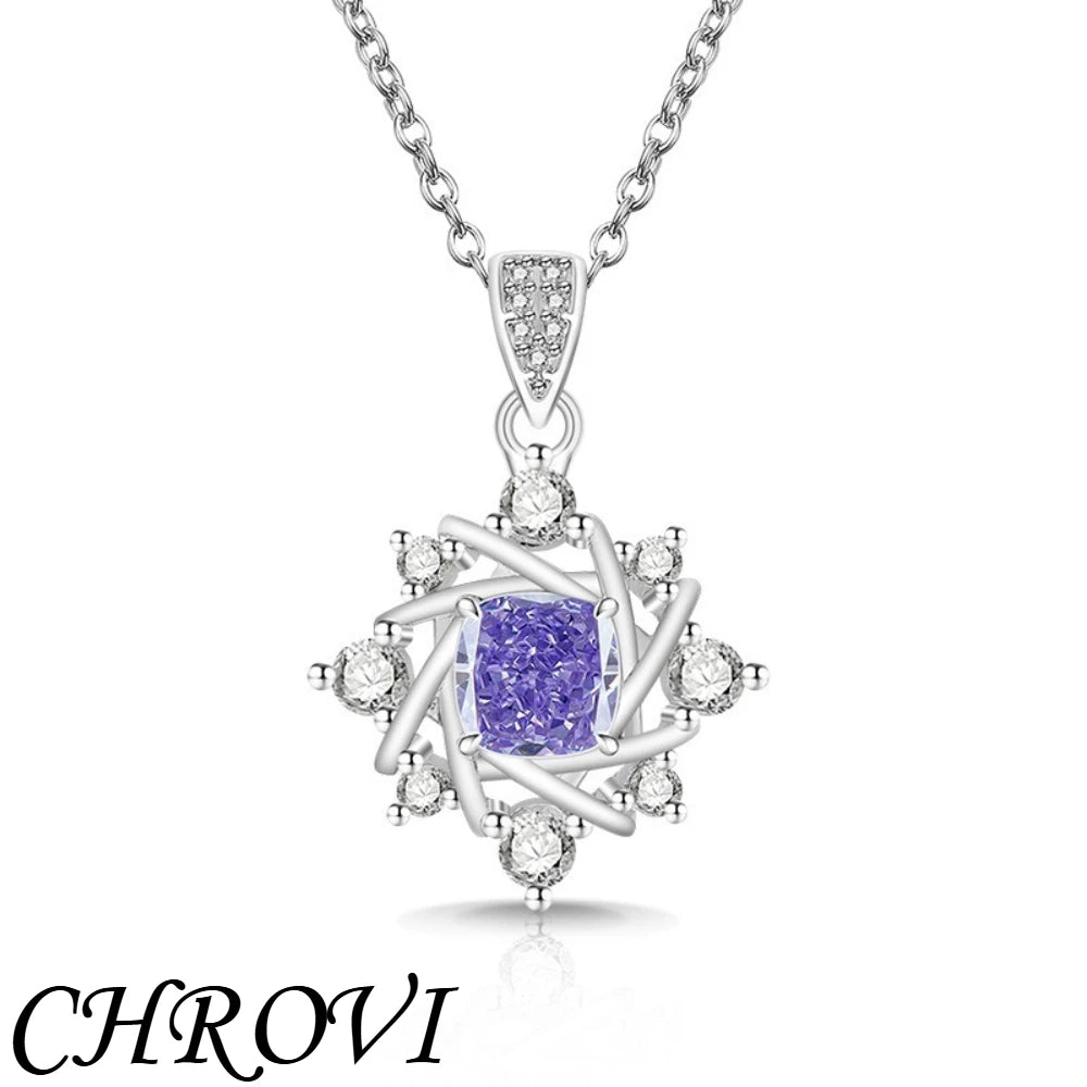 Exquisite 925 sterling silver gemstone ice flower octagonal star necklace, fashionable and versatile,high-carat diamond necklace