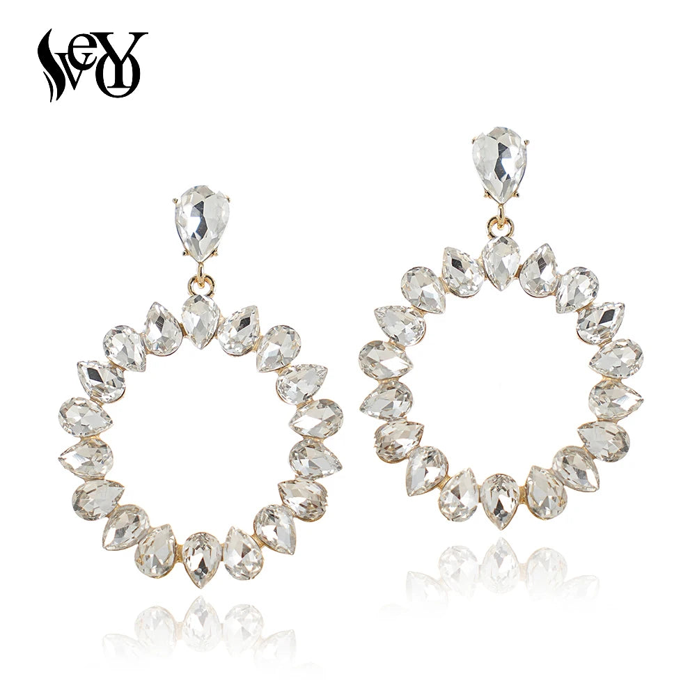 VEYO  Women's Trendy Hollow out Design rhinestone Wedding bride Drop Earrings Fashion Jewelry Wholesale