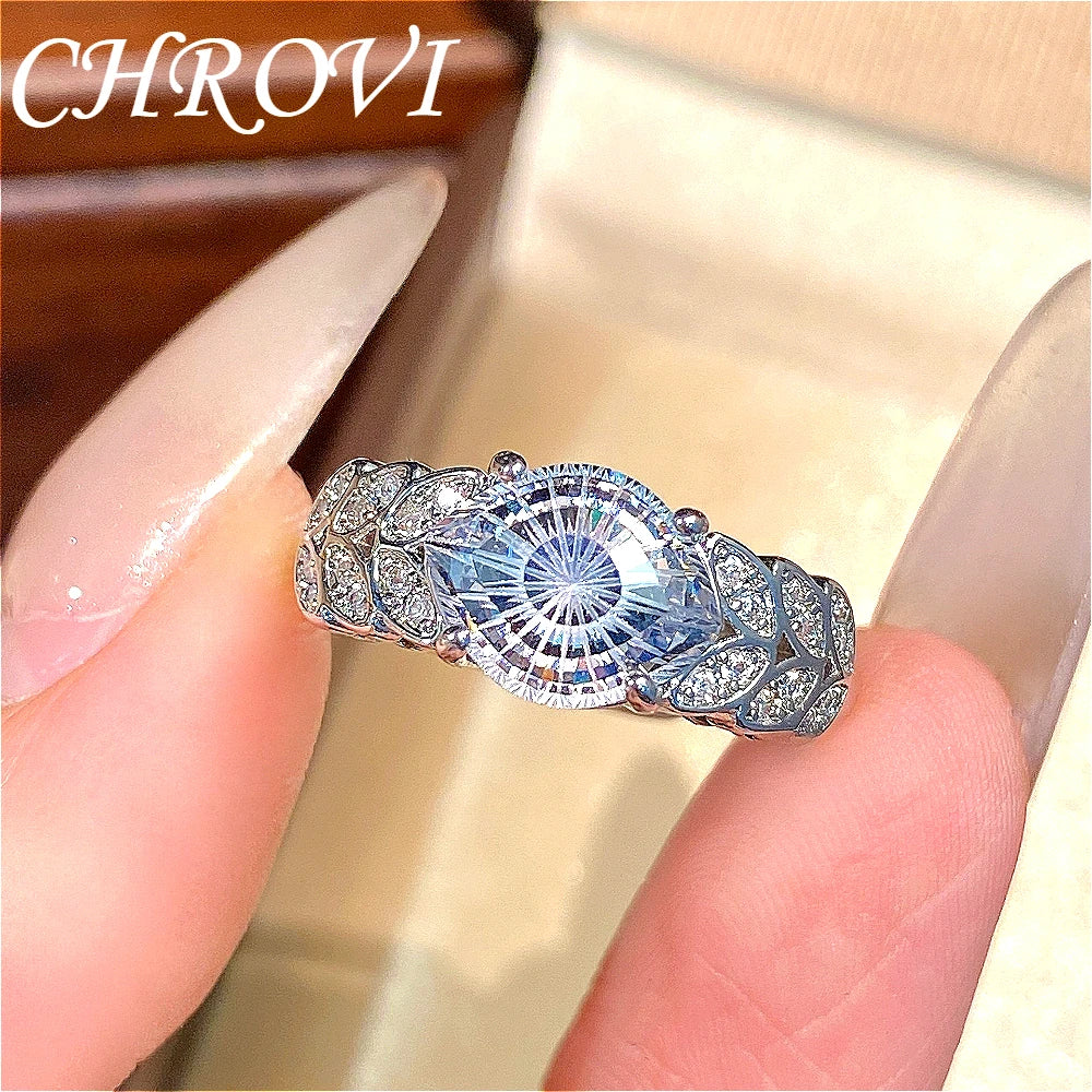Luxury 925 Sterling Silver New Model Flashing Devil's Eye Ring High-End Fashion Micro-set Wheat-shaped Precious Gemstone Ring