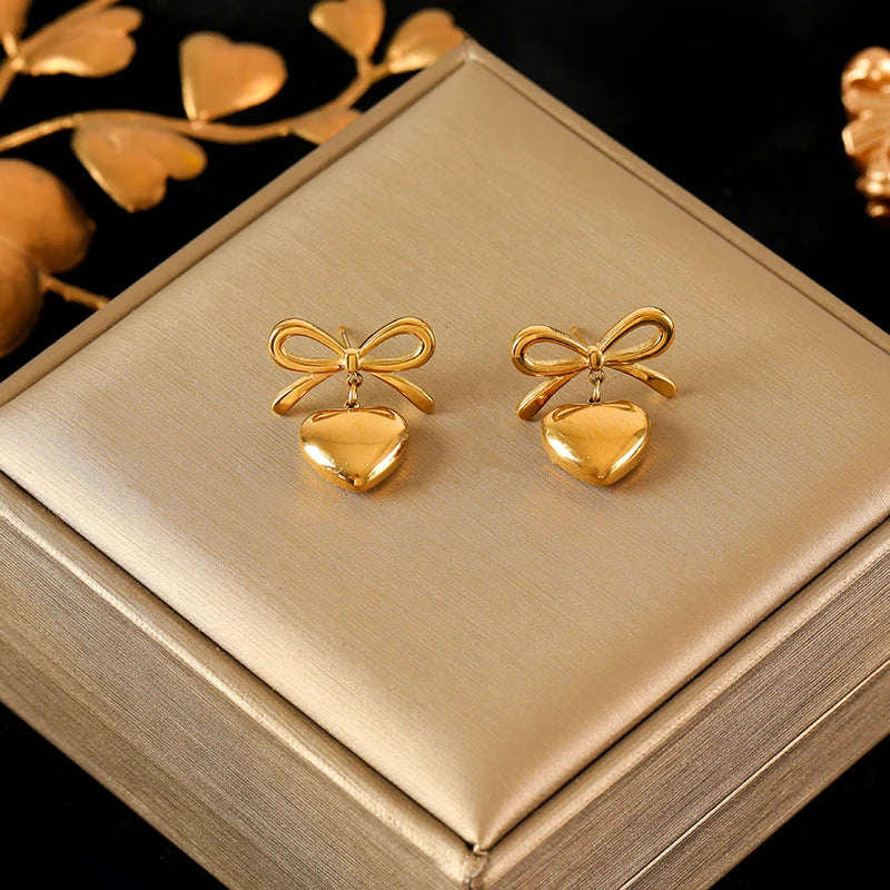 EILIECK 316L Stainless Steel Exaggerated Four-Leaf Flower Earrings For Women Girl Fashion Ear Jewelry Holiday Gift Bijoux Серьги