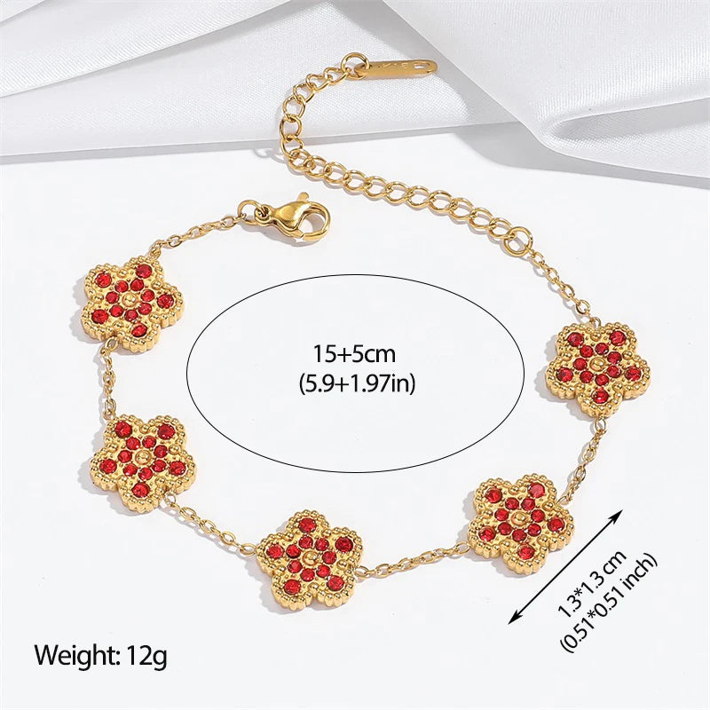 EILIECK 316L Stainless Steel Colorful Star Zircon Charm Bracelet Gold Color Jewelry Trendy Metal Texture Accessories for Women