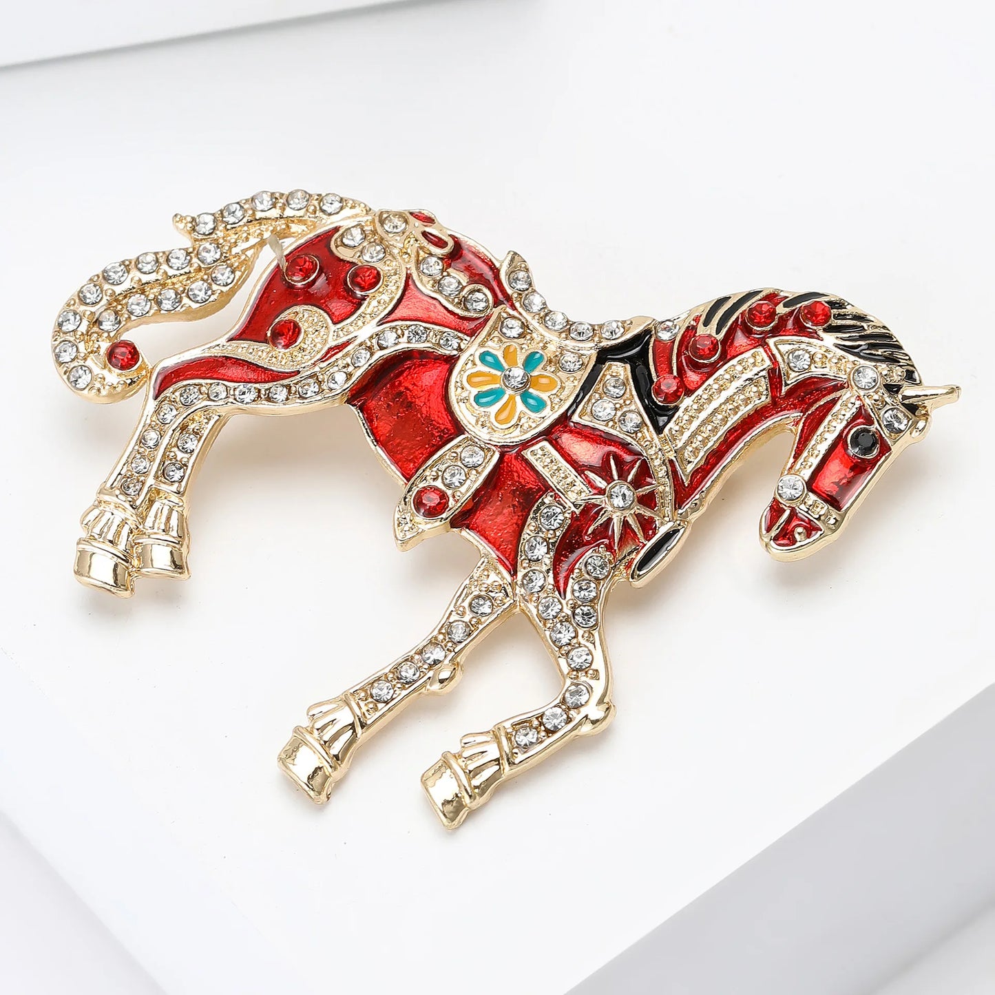 2025 NEW Christmas Horse Brooch French Romantic Tone Enamel Women's Bag Decoration Wedding Dress Hat Accessoriess